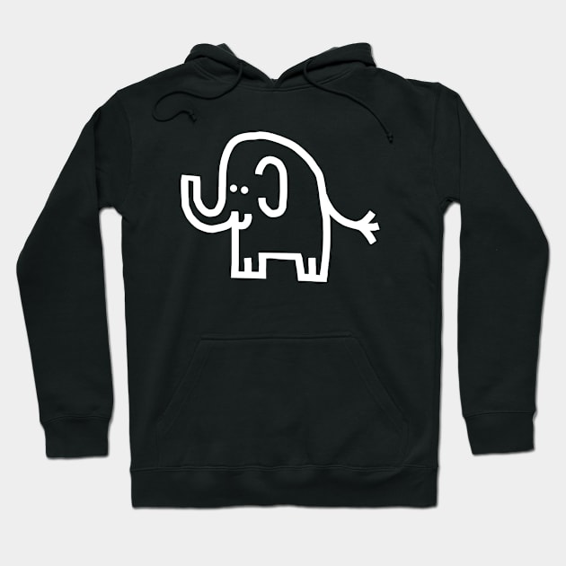 Minimal Animals White Line Drawing Elephant Self Portrait Hoodie by ellenhenryart